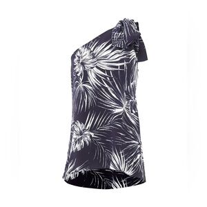 Shoshanna Silk Carmona Leaf One Shoulder Jacqueline Top sz XS